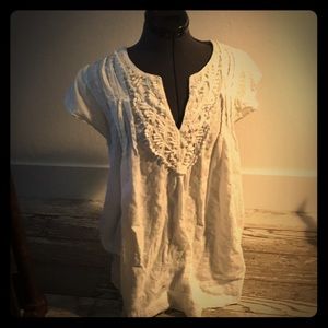 Loose fit white boho top